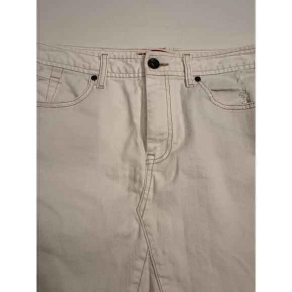 GAP Jeans White Denim Mini Skirt Size 10 Women's Stretch Raw Hem Short - Picture 2 of 5